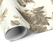 Elegant Poinsettia kerstbloemen beige Cadeaupapier (Rol Hoek)