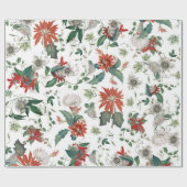 Elegant Poinsettia kerstbloemen Cadeaupapier (Vlak)