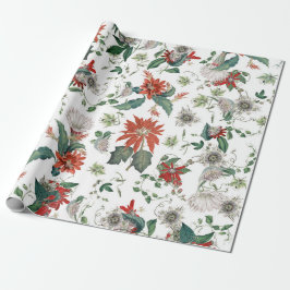 Elegant  Poinsettia kerstbloemen Cadeaupapier