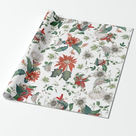 Elegant Poinsettia kerstbloemen Cadeaupapier (Uitgerold)