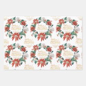 Elegant  Poinsettia kerstbloemen Inpakpapier Vel (Voorkant 2)