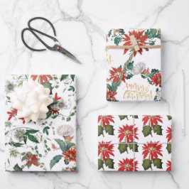 Elegant Poinsettia kerstbloemen Inpakpapier Vel