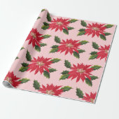 Elegant Poinsettia kerstbloemen Roze Cadeaupapier (Uitgerold)