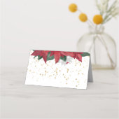 Elegant Poinsettia kerstbruiloft Plaatskaartje (Achterkant)