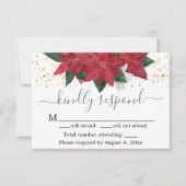 Elegant Poinsettia kerstbruiloft RSVP Kaart (Voorkant)