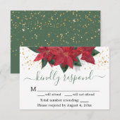 Elegant Poinsettia kerstbruiloft RSVP Kaart (Voorkant / Achterkant)