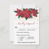 Elegant Poinsettia kerstbruiloft RSVP Kaartje (Voorkant)
