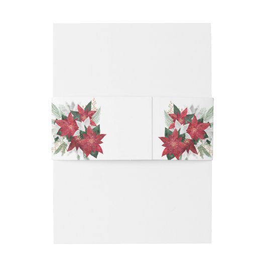 Elegant Poinsettia kerstbruiloft Uitnodigingen Wikkel (Achterkant Voorbeeld)