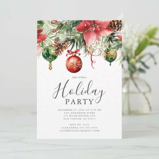 Elegant Poinsettia Kerstfeest Kaart (Staand voorkant)
