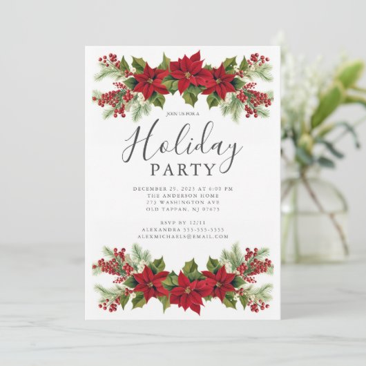 Elegant Poinsettia Kerstfeest Kaart (Staand voorkant)