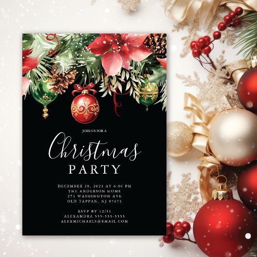 Elegant Poinsettia Kerstfeest Kaart