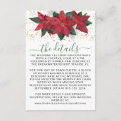 Elegant Poinsettia kerstgroen bruiloft - Gegevens Informatiekaartje (Voorkant)