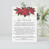 Elegant Poinsettia kerstgroen bruiloft - Gegevens Informatiekaartje (Staand voorkant)