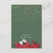 Elegant Poinsettia kerstgroen bruiloft - Gegevens Informatiekaartje (Achterkant)