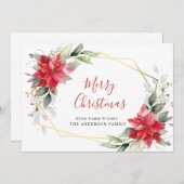 Elegant Poinsettia Kerstmis Mistletoe Greep Feestdagenkaart (Voorkant / Achterkant)