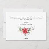 Elegant Poinsettia Kerstmis Mistletoe Greep Feestdagenkaart (Achterkant)