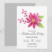Elegant Poinsettia kersttheefeest Kaart (Voorkant / Achterkant)