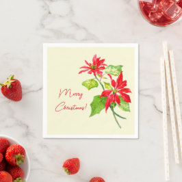 Elegant Poinsettia Merry Kerstfeestdag Servet