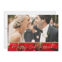 Elegant Poinsettia Merry & Married Photo Wedding