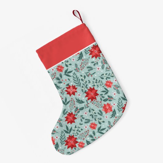 Elegant Poinsettia Pattern Gepersonaliseerd Kleine Kerstsok (Achterkant (Hangend))