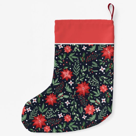 Elegant Poinsettia Pattern Gepersonaliseerd Kleine Kerstsok (Achterkant)