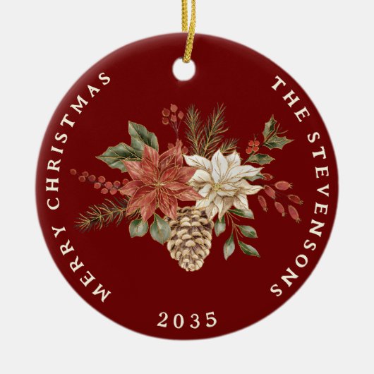 Elegant Poinsettia Personalized Ornament (Voorkant)