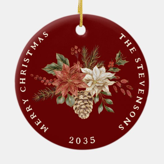 Elegant Poinsettia Personalized Ornament (Achterkant)