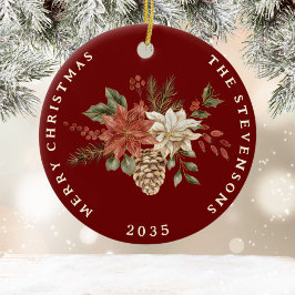 Elegant Poinsettia Personalized Ornament