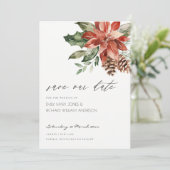 Elegant Poinsettia Pine Cone Save the Date Kaart (Staand voorkant)