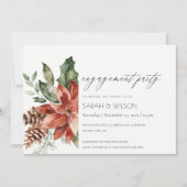 Elegant Poinsettia Pine Cone Verloving Invite Bedankkaart (Voorkant)