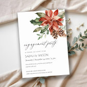 Elegant Poinsettia Pine Cone Verloving Invite Bedankkaart