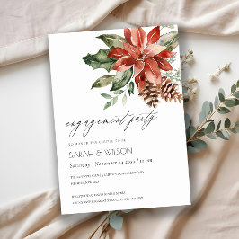 Elegant Poinsettia Pine Cone Verloving Invite Bedankkaart