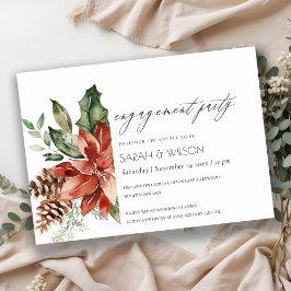 Elegant Poinsettia Pine Cone Verloving Invite Bedankkaart