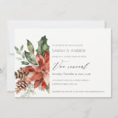 Elegant Poinsettia Pine Cone Vow Renewal Invite Bedankkaart (Voorkant)