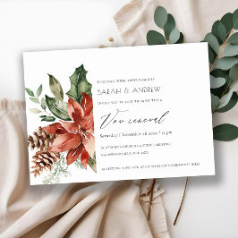 Elegant Poinsettia Pine Cone Vow Renewal Invite Bedankkaart