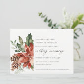 Elegant Poinsettia Pine Cone Wedding Invite Bedankkaart (Staand voorkant)