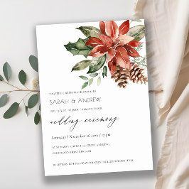 Elegant Poinsettia Pine Cone Wedding Invite Bedankkaart