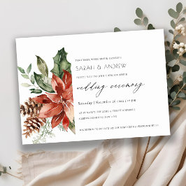 Elegant Poinsettia Pine Cone Wedding Invite Bedankkaart