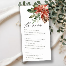 Elegant Poinsettia Pine Cone Wedding Menu Kaart