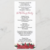 Elegant Poinsettia Red Kerstbruilding Programme Programmakaart (Achterkant)
