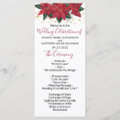 Elegant Poinsettia Red Kerstbruilding Programme Programmakaart (Voorkant)