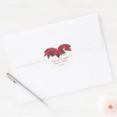 Elegant Poinsettia Red Kerstbruiloft Favors Hart Sticker (Envelop)