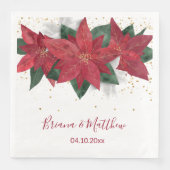 Elegant Poinsettia Red Kerstbruiloft Servet (Voorkant)