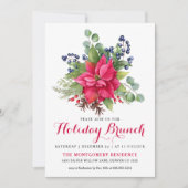 Elegant Poinsettia Red Kerstfeestdag Brunch Kaart (Voorkant)