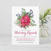 Elegant Poinsettia Red Kerstfeestdag Brunch Kaart (Staand voorkant)