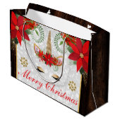 Elegant Poinsettia Unicorn Kerstmis Groot Cadeauzakje (Achterkant Gekanteld)