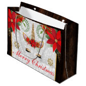 Elegant Poinsettia Unicorn Kerstmis Groot Cadeauzakje (Voorkant Gekanteld)