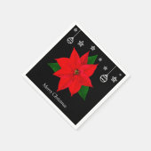 Elegant Poinsettia-ventilator op zwart Servet (Hoek)