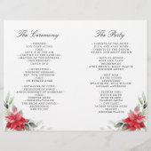 Elegant Poinsettia Waterverf Trouwprogramma (Achterkant)