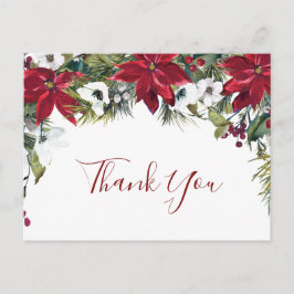 Elegant Poinsettia Wedding Waterverf Dank je wel Briefkaart